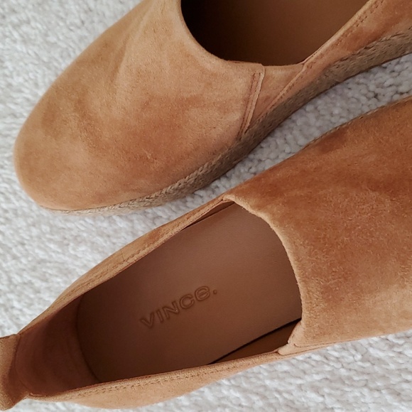 NWOT Vince Saxon Platform Espadrilles Suede Leather Loafers Slip Ons - Size 6 - Picture 4 of 6